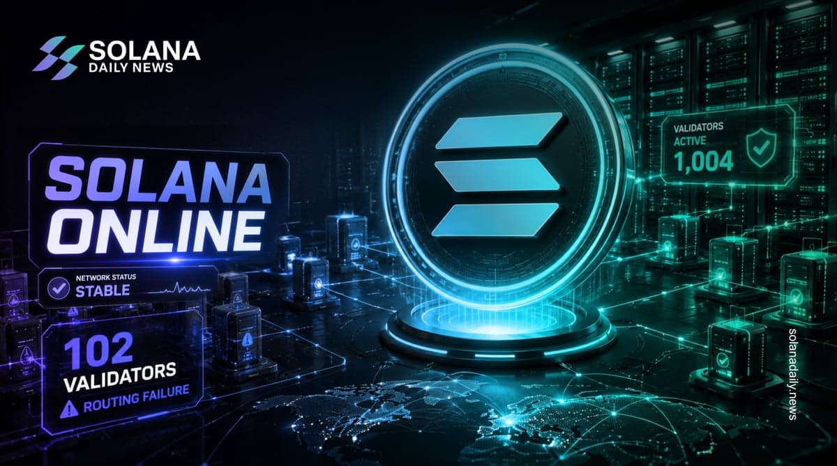Solana Stays Online After 102 Validators Stop Voting