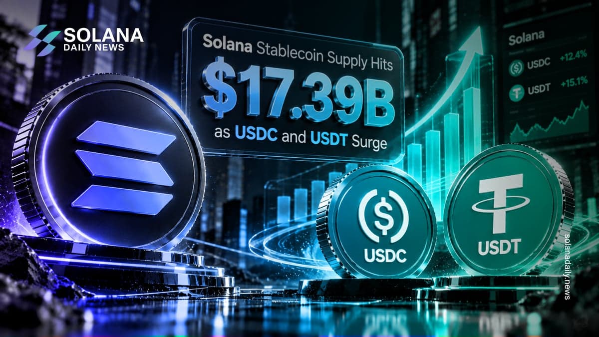 Solana Stablecoin Supply Hits $17.39B as USDC and USDT Surge